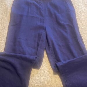 Isaac Mizrahi Navy Blue Linen Pants with split at hem